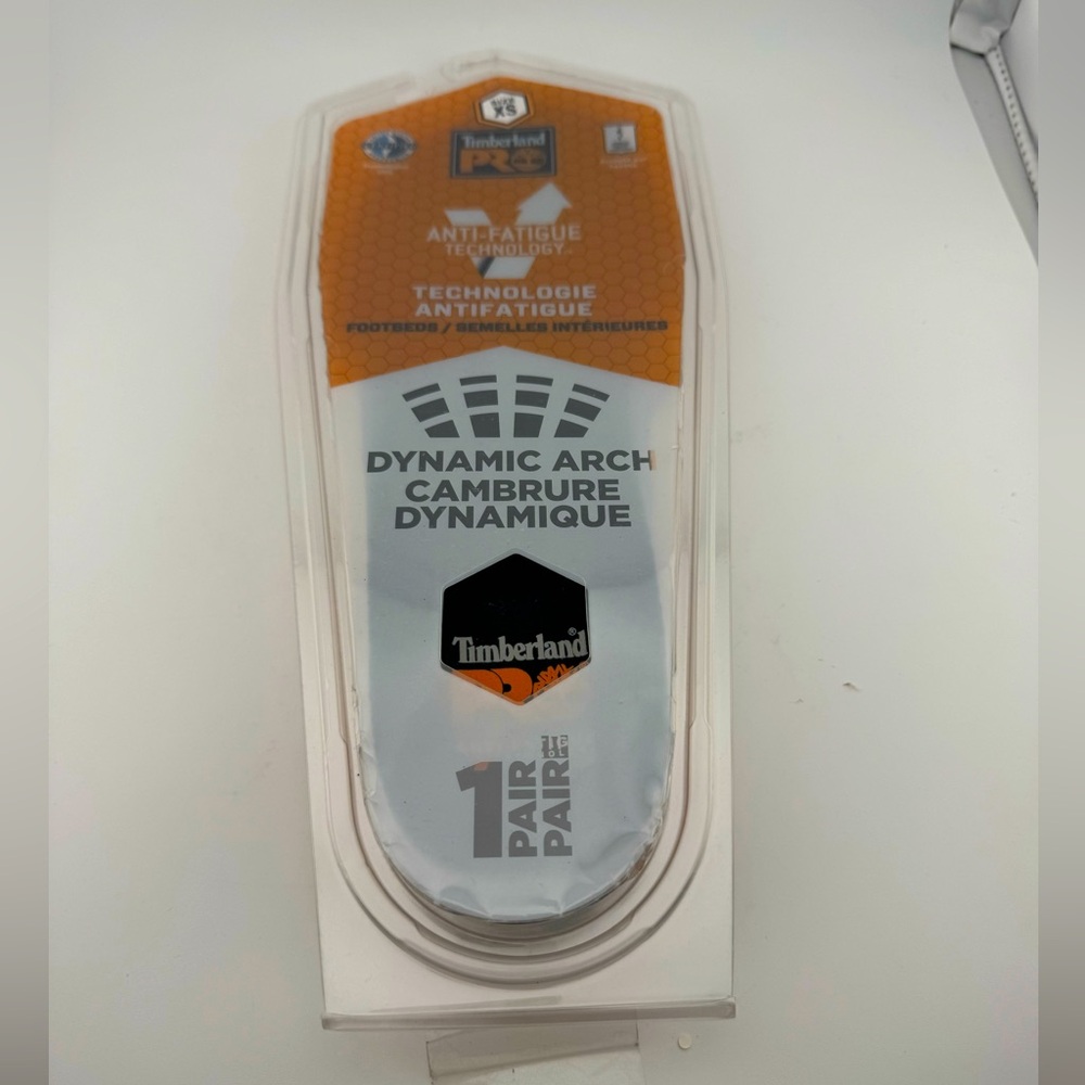 Timberland Pro Anti Fatigue Orange and Gray Dynamic Arch Insoles Sz XS